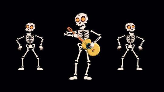 骷髅动画角色弹奏吉他