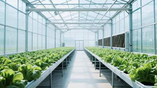 温室大棚内蔬菜种植场景
