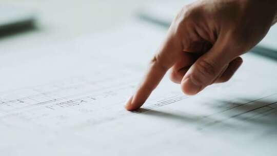 手指指点图纸画面