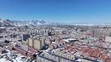 雪后城市  航拍丰宁雪景 雪后城市高清在线视频素材下载