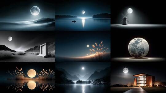 皎洁月光倾洒夜空 静谧美好温柔治愈高清在线视频素材下载