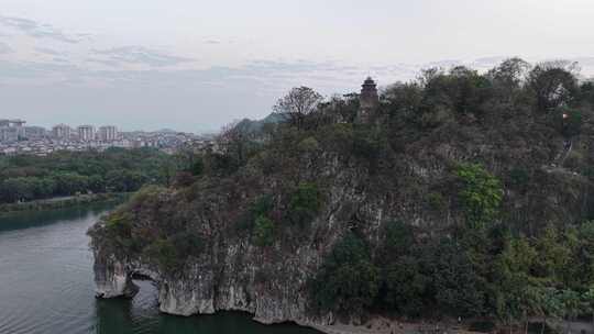 广西桂林象山景区桂林象鼻山航拍