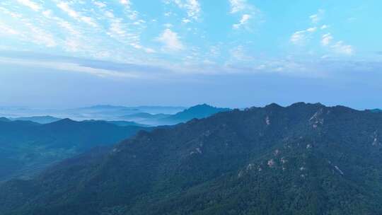 航拍群山连绵山脉巍峨黎明风光