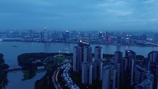 广州南沙灵山岛夜景航拍