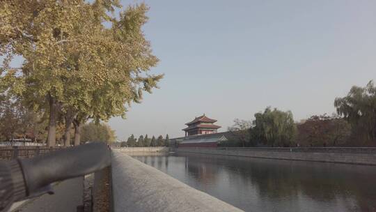 北京紫禁城角楼护城河意境4K实拍镜头视频素材模板下载