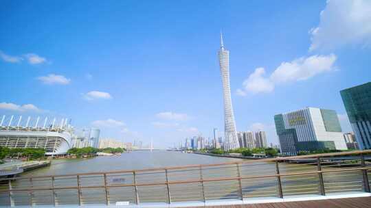 广州珠江新城珠 海心桥江景城市风光
