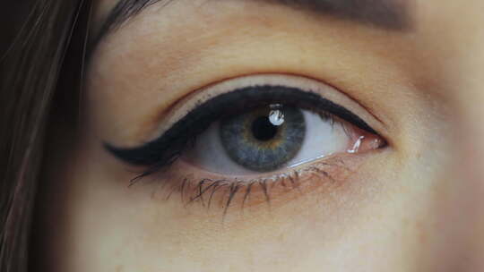 眼球虹膜收缩，瞳孔扩张