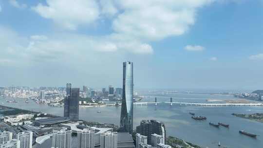 珠海中心大厦航拍城市摩天大楼珠海建筑风光