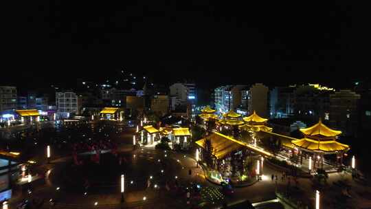 贵州黔东南镇远古镇夜景灯光航拍