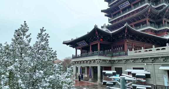 济南大明湖公园雪景航拍        荐