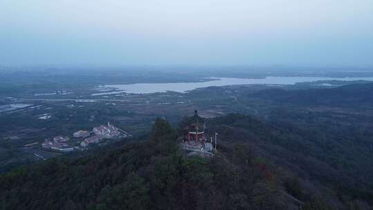 武汉龙泉山风景区远眺亭航拍