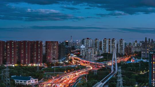 中国北京立水桥日转夜延时摄影cbd城市夜景