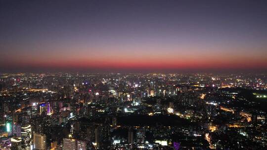 广州 城市 夜景 天际线 夕阳 夜晚 车流