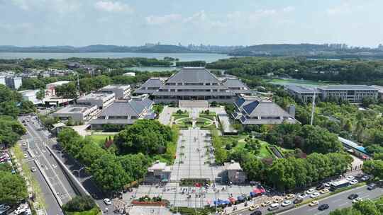 武汉博物馆航拍湖北省博物馆全景