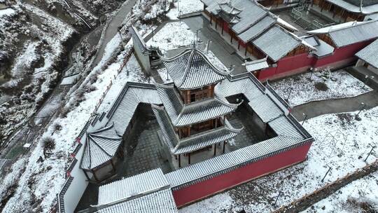 阿坝州松潘古城雪景素材