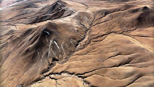 西藏高原大地脉络纹理俯拍视频素材模板下载