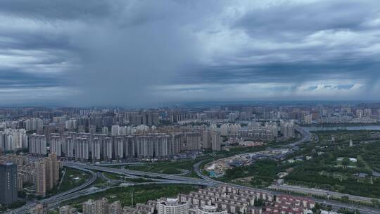 洛阳洛河隋唐立交桥鼓楼牡丹博物馆阴雨天