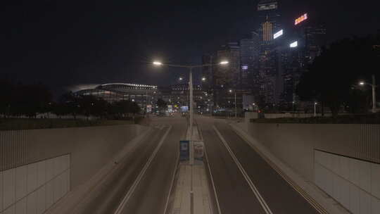 香港中环马路街景夜景视频素材模板下载