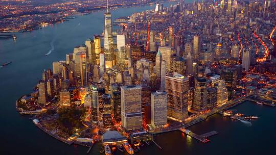 8K航拍纽约曼哈顿特区视频素材模板下载