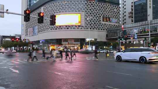 福州城市街道路口车流人流延时