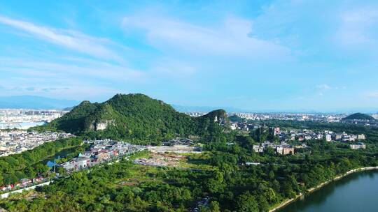 桂林山水自然风光风景航拍穿山塔山公园