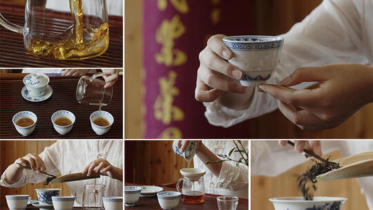 女性泡茶功夫茶茶道茶具茶文化【集锦】高清在线视频素材下载