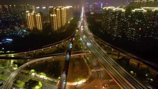 杭州滨江区江南大道立交桥高架桥夜晚夜景