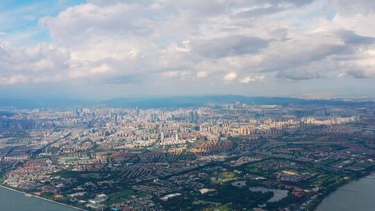 昆明西山公园凌虚阁航拍昆明市城市全景