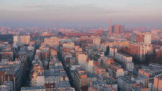 日落时的巴黎天际线令人惊叹的鸟瞰巴黎法国视频素材模板下载