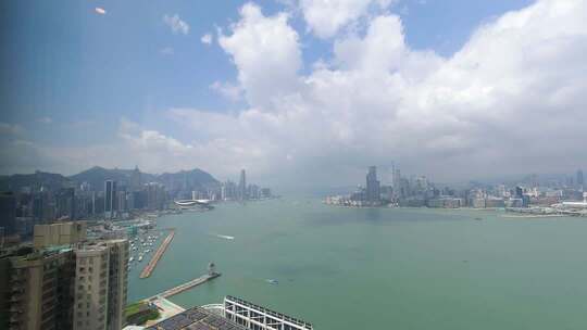 香港维多利亚港城市风光全景延时摄影