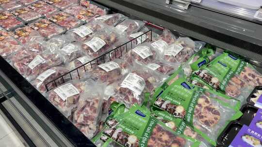 超市购物包装冷冻牛肉羊肉视频素材模板下载
