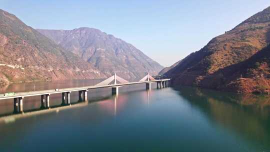 京昆高速雅西高速段观音岩大渡河大桥航拍视频素材模板下载