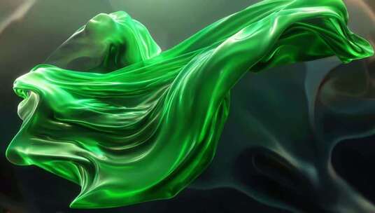 绿色飘动绸带3D渲染素材