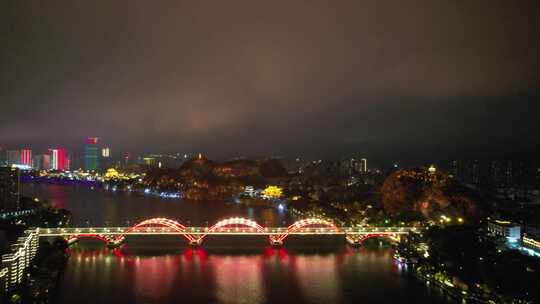 广西柳州柳江夜景交桥梁航拍