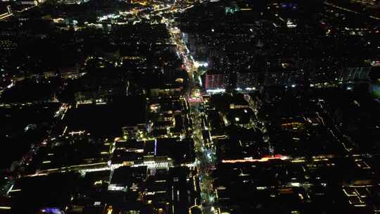 江苏南京老门东秦淮河夜景灯光航拍视频素材模板下载