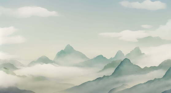 简约中国风水墨水彩山水风景背景
