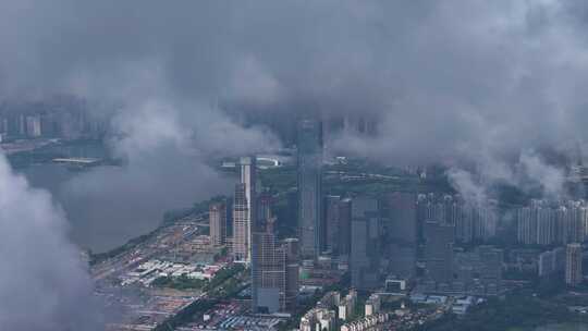 深圳南山区超总蓝天白云城市航拍