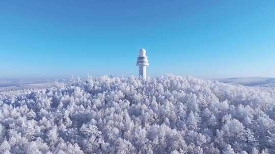 航拍大兴安岭山顶雾凇250102-89