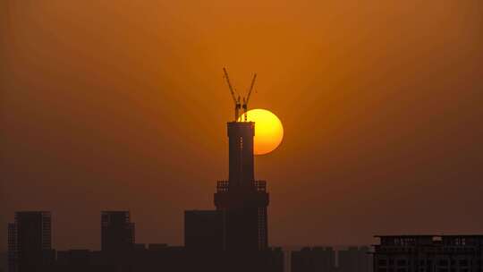 西安沣东建筑落日