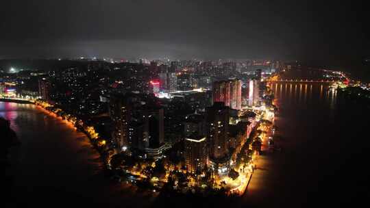 四川乐山岷江大渡河交汇处夜景