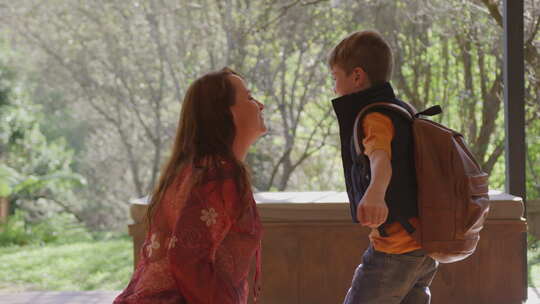 小男孩拥抱母亲视频素材模板下载
