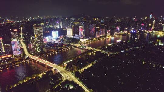 2022年国庆珠江灯光秀（长镜头航拍）视频素材模板下载