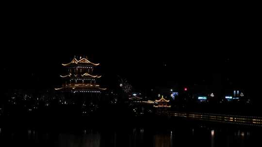 古楼夜景 八角楼 烟花实拍 4730