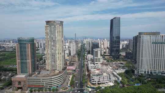 浙江宁波城市风光城市大景航拍