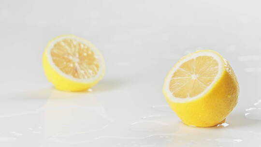 切开两半的柠檬左右运镜