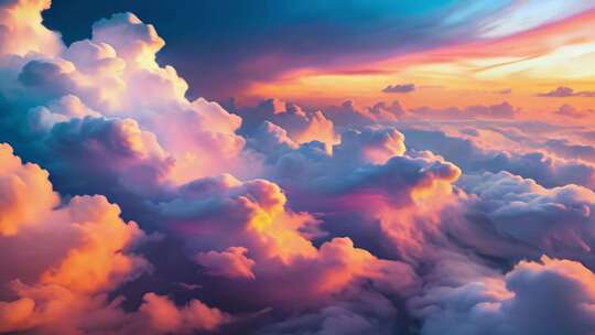 梦幻天空彩色的云朵视频素材模板下载