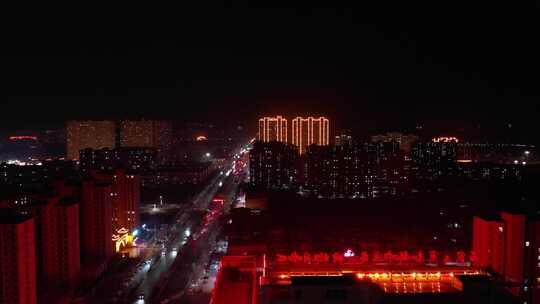 航拍 城市夜景 烟花 城市烟花 春节 夜晚