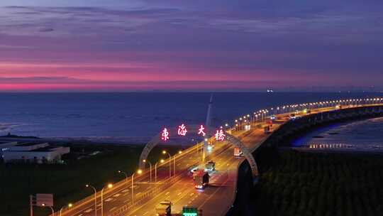 东海大桥夜景 上海建设 临港 跨海大桥