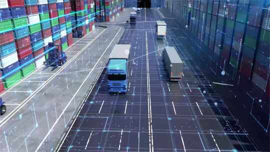 智能物流运输 港口 船舶 货运 素材