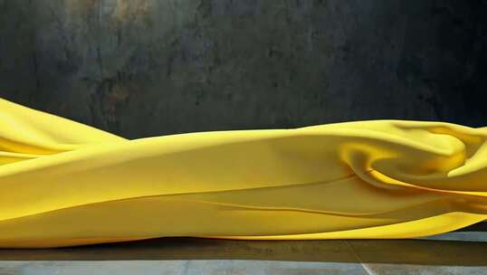 黄色布料飘动素材